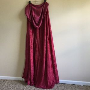 Hooded Cloak/Cape—Burgundy, Floor-Length